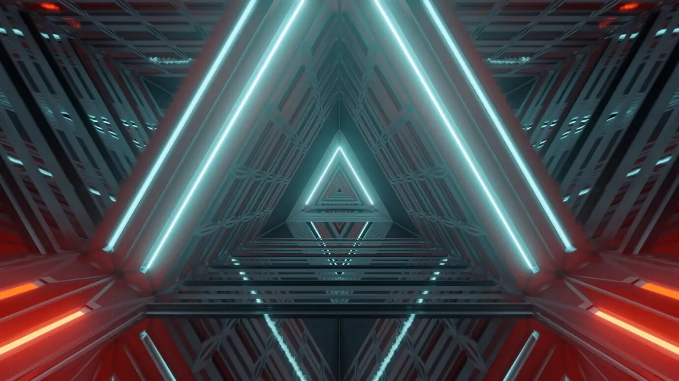 A futuristic, illuminated corridor with beautiful abstract lighting effects